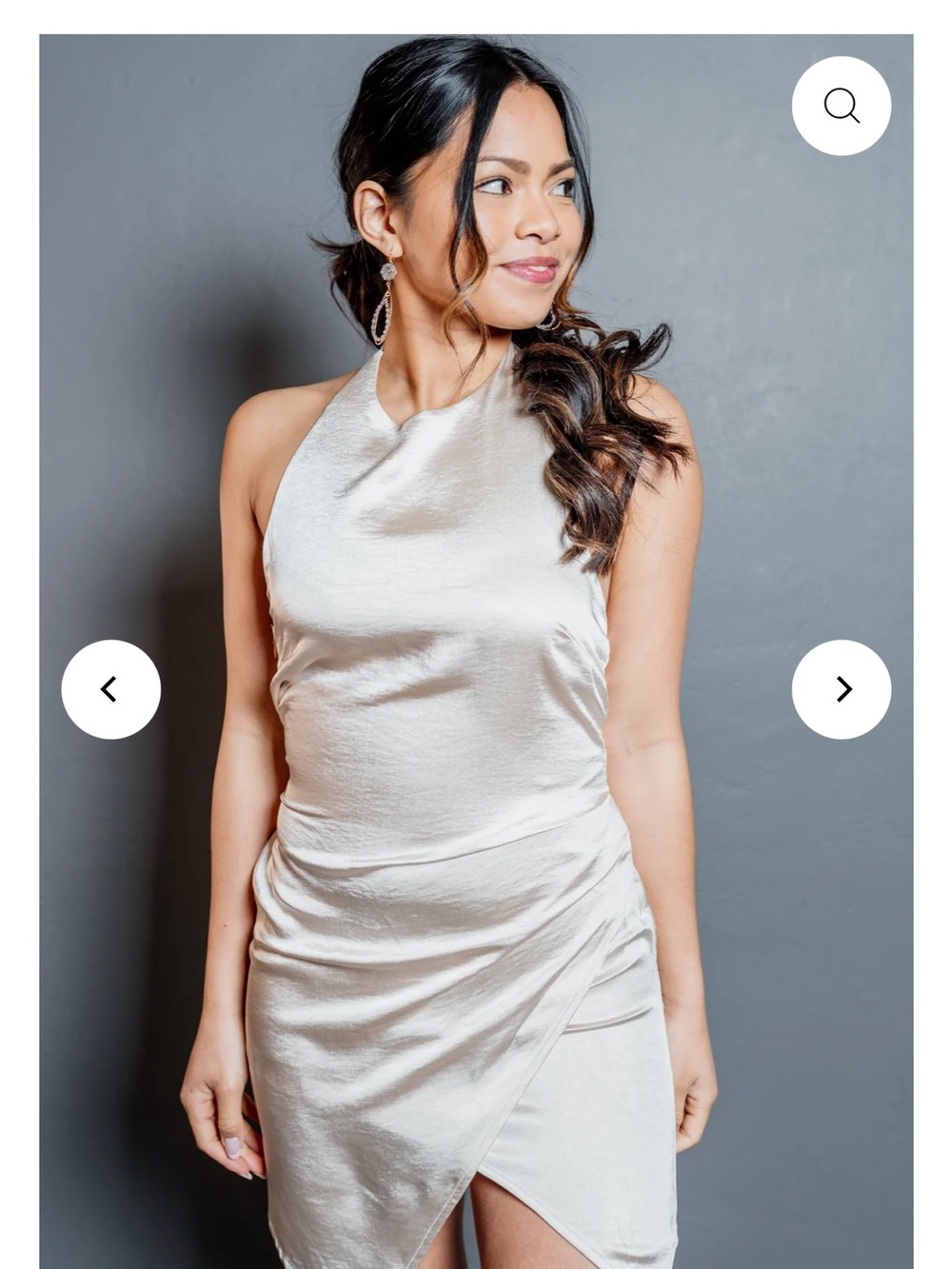 By Together Champagne One-Shoulder Satin Prom Dress
